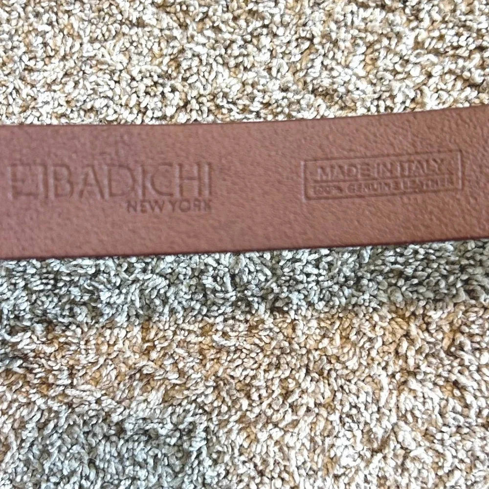 Badichi New York Wall Street Collection Brown Leather Belt Made in Italy 1.25in